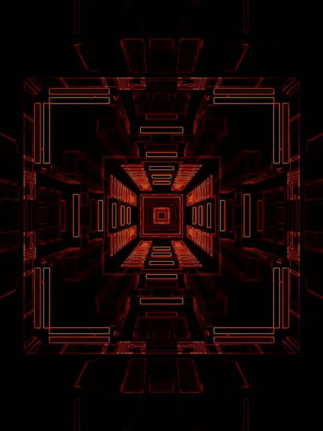 Red Neon Tunnel Recursive Square Vortex VJ Loop 3:4 iPad Portrait 60fps Screensaver