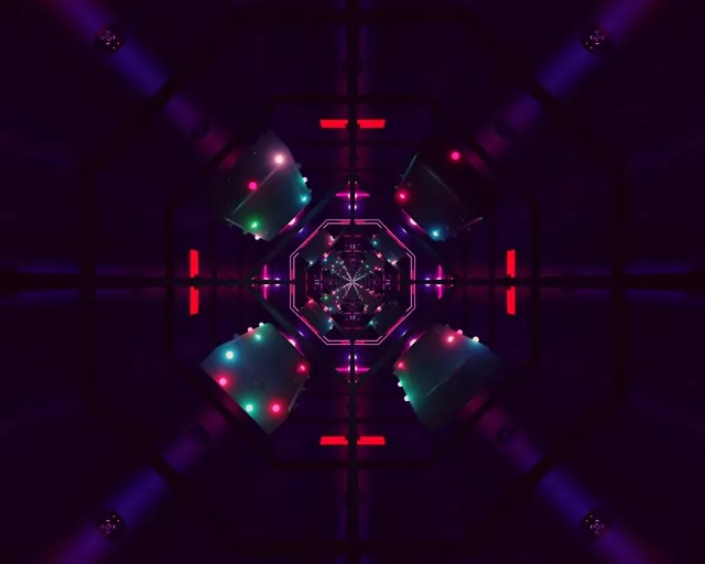 Túnel Neon Protector de Pantalla 5:4 Industrial 60fps Púrpura Vermello VJ Loop