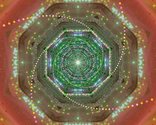 Twnnel Neon Arbed Sgrin 5:4 diwydiannol 60fps Vj Loop Gwyrdd Wythonglog Goleuadau