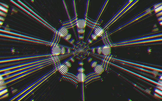 Neonowy Tunel Wygaszacz Ekranu 60fps 16:10 MacBook Tęczowy Geometryczny VJ Loop PC