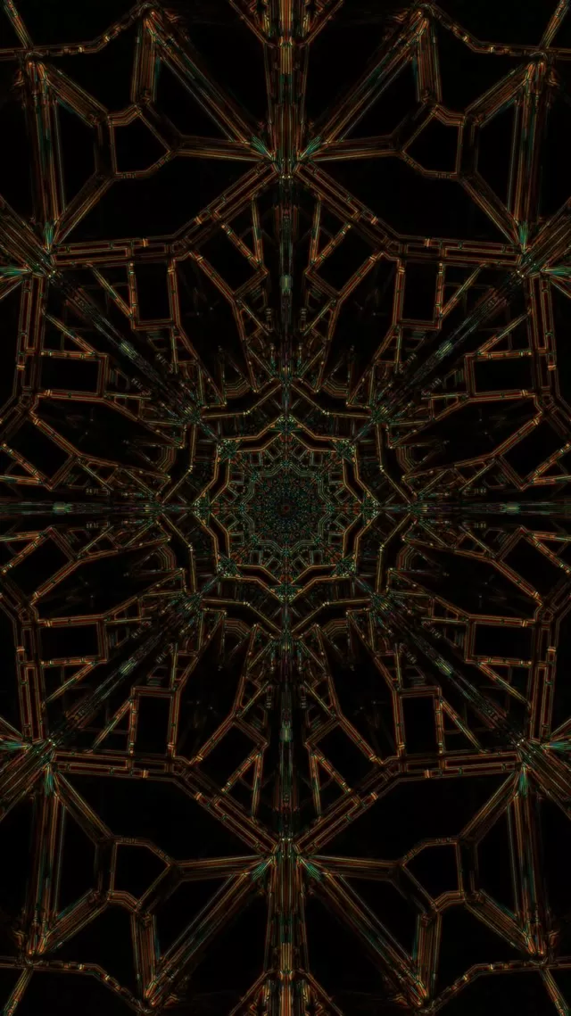 네온 터널 화면보호기 60fps 9:16 릴스 VJ Loop 녹색 구리색 프랙탈