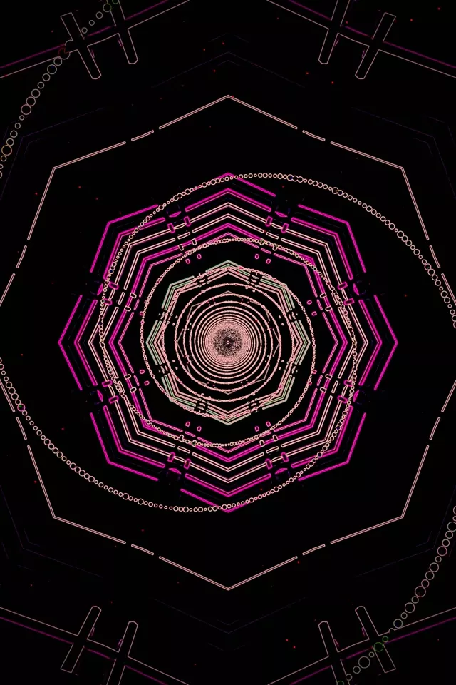 Neon Tunnel Octagon Vortex Screensaver 2:3 Photo Portrait 60fps VJ Loop
