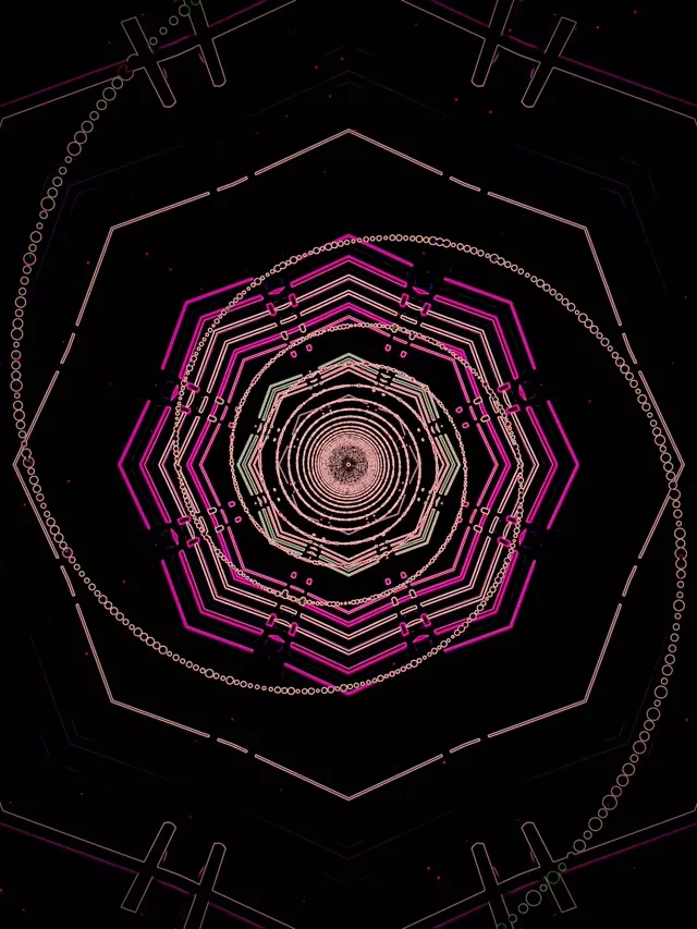 Neon Tunnel Oktagon Hvirvel VJ Loop 60fps Pauseskærm 3:4 iPad Portrait