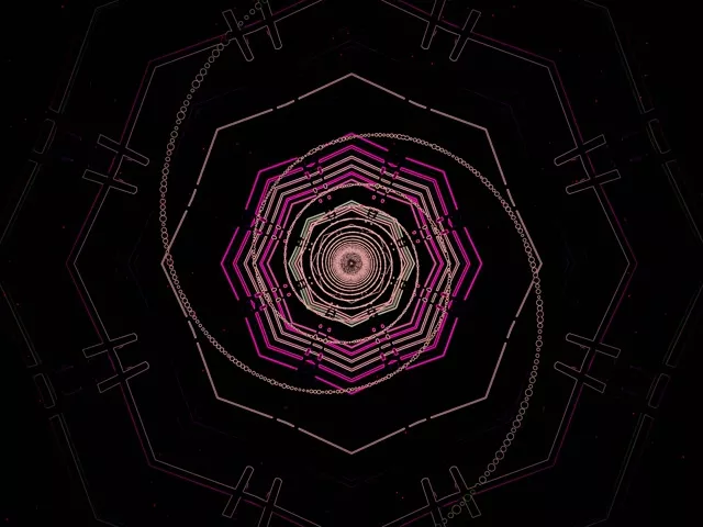Neon Tunnel Oktagon Vortex VJ Loop 4:3 Klassisk 60fps Pauseskærm