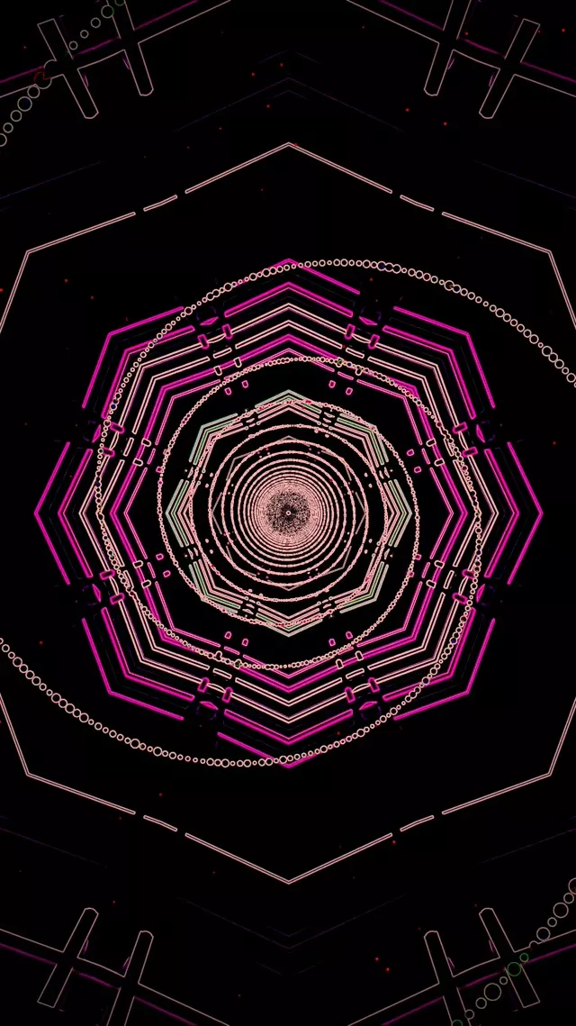 Neon Tunnel Octagon Vortex VJ Loop 9:16 Reels 60fps Screensaver