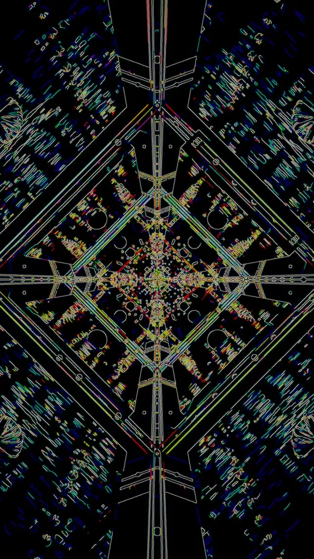 Túnel Neón Protector de Pantalla PC 60fps 9:16 Reels Colorido Simétrico VJ Loop