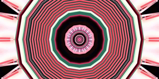 Neon Tunnel Pink Green Octagon Vortex Vj Loop 2:1 Univisium 60fps Screensaver