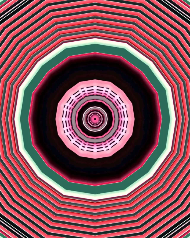Neon Tunnel Pink Green Decagon Vortex VJ Loop 4:5 Instagram 60fps Screensaver