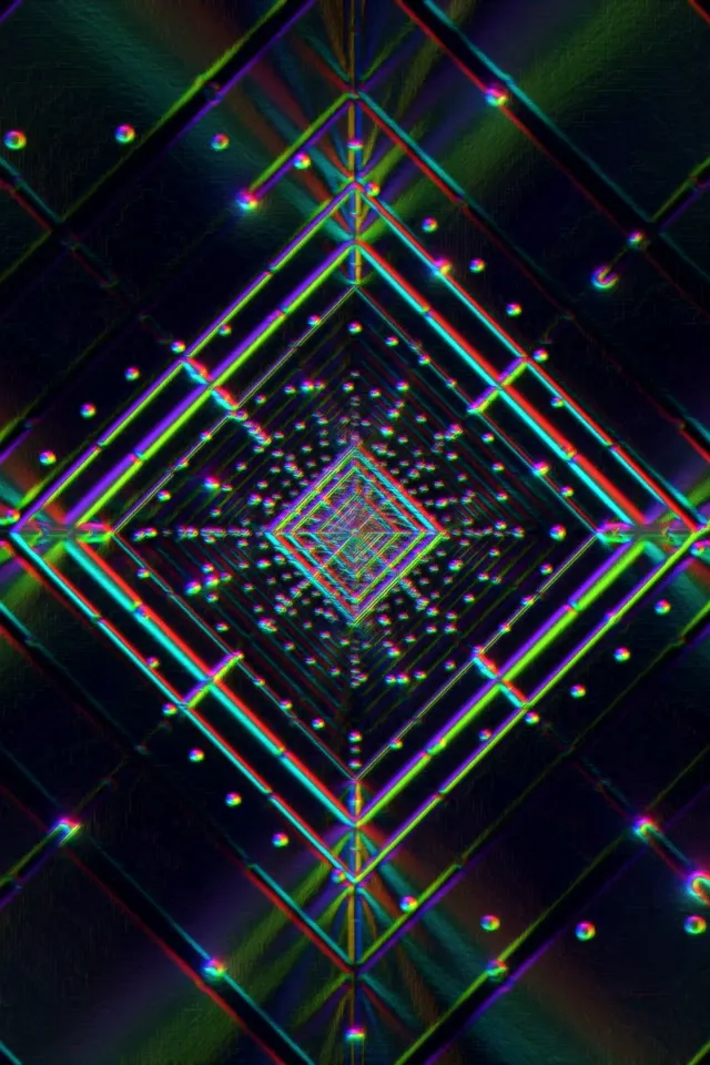 Neon Tunnel Diamond Vortex 60fps 2:3 Portrait Screensaver VJ Loop