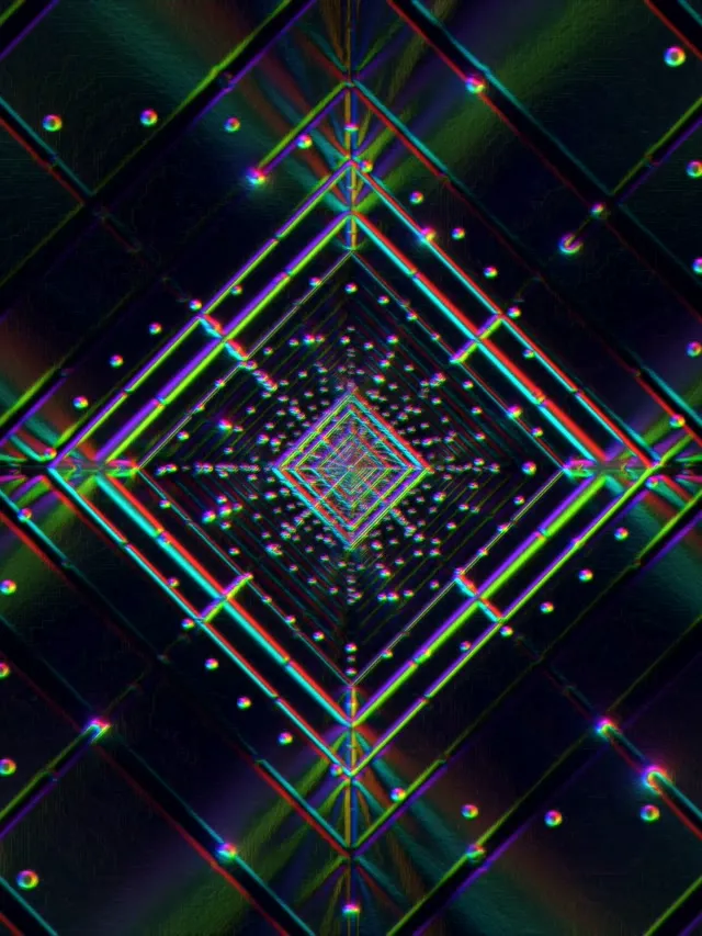 Neon Tunnel Spiraling Diamond Vortex 3:4 iPad 60fps Screensaver