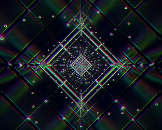 5:4 Industrial Neon Tunnel Screensaver 60fps VJ Loop Recursive Diamond Vortex