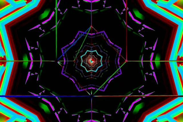 Neon Tunnel Screensaver Windows 11 - Purple Cyan Kaleidoscope VJ Loop 3:2 Surface 60fps