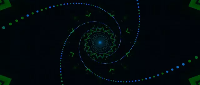 Neonový Tunel Spirála Modrozelené Body 21:9 Ultrawide 60fps Šetřič Obrazovky VJ Loop