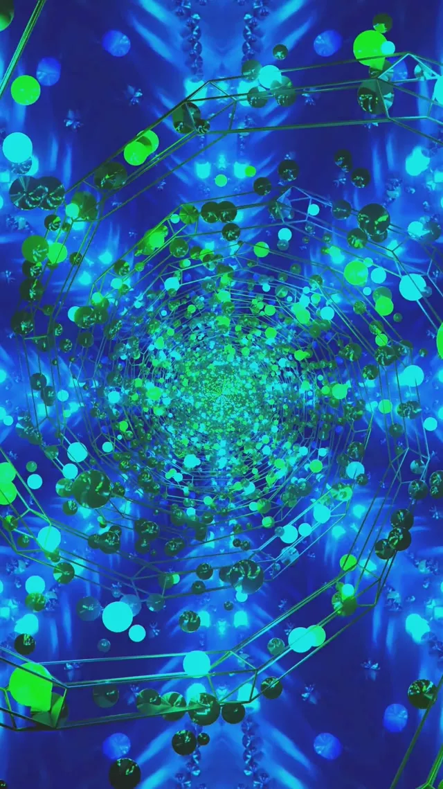 Neon Tunnel Spiral Orbs Blue Green Vj Loop 9:16 Reels 60fps Screensaver