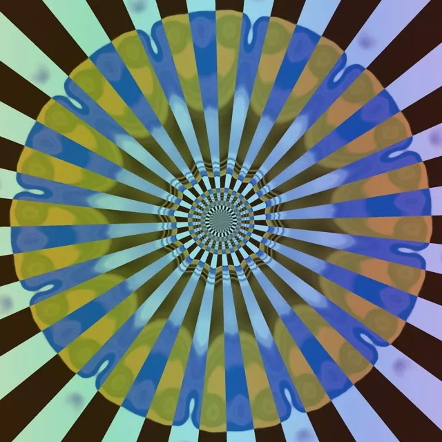 Túnel de Neó Explosió Solar Espiral Blau Daurat 1:1 Quadrat 60fps Protector de Pantalla Vj Loop