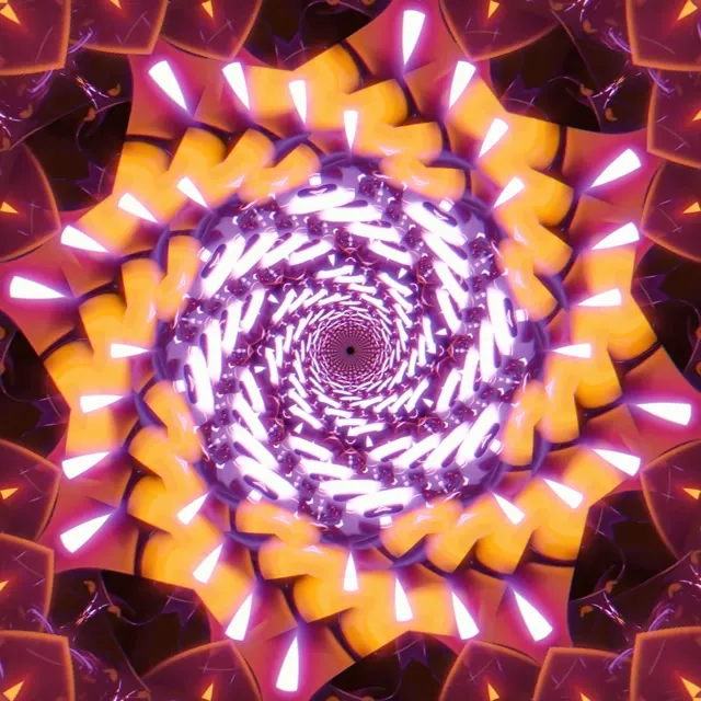 Neon Tunnel Spiraling Purple Gold Vortex 1:1 Square 60fps VJ Loop Screensaver