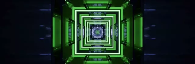 Neon Tunnel Square Vortex 3:1 Triple Wide 60fps VJ Loop Screensaver