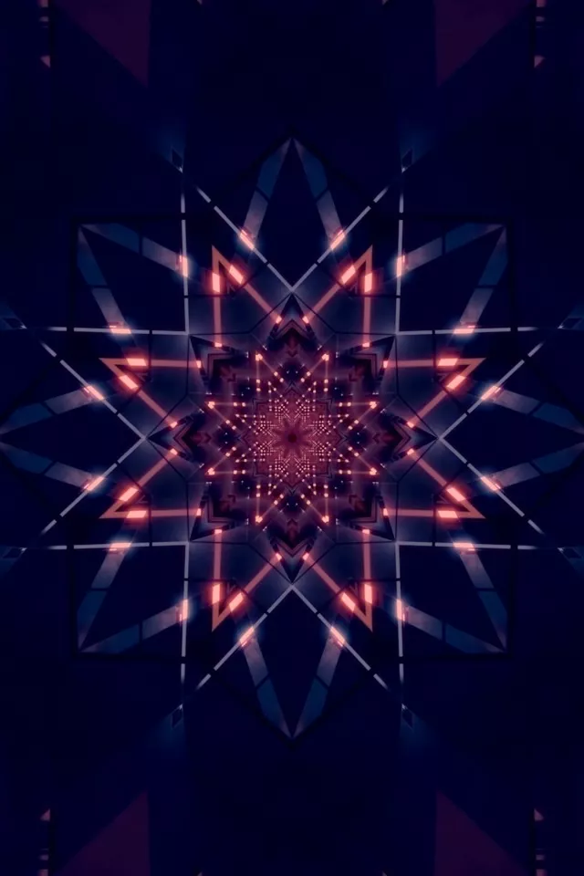 Njia ya Neon Star Kaleidoscope 2:3 Photo Portrait 60fps Screensaver VJLoops