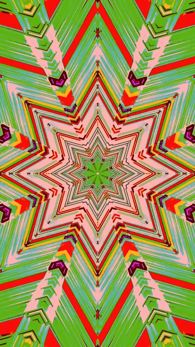 Neon Tunnel Star Kaleidoscope 9:16 Reels 60fps Screensaver Vj Loop