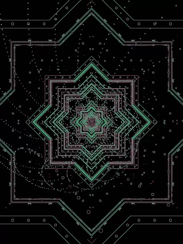 Neon Tunnel Stjerne Mandala Grønn Skjermsparer PC 3:4 iPad Portrett 60fps VJ Loop