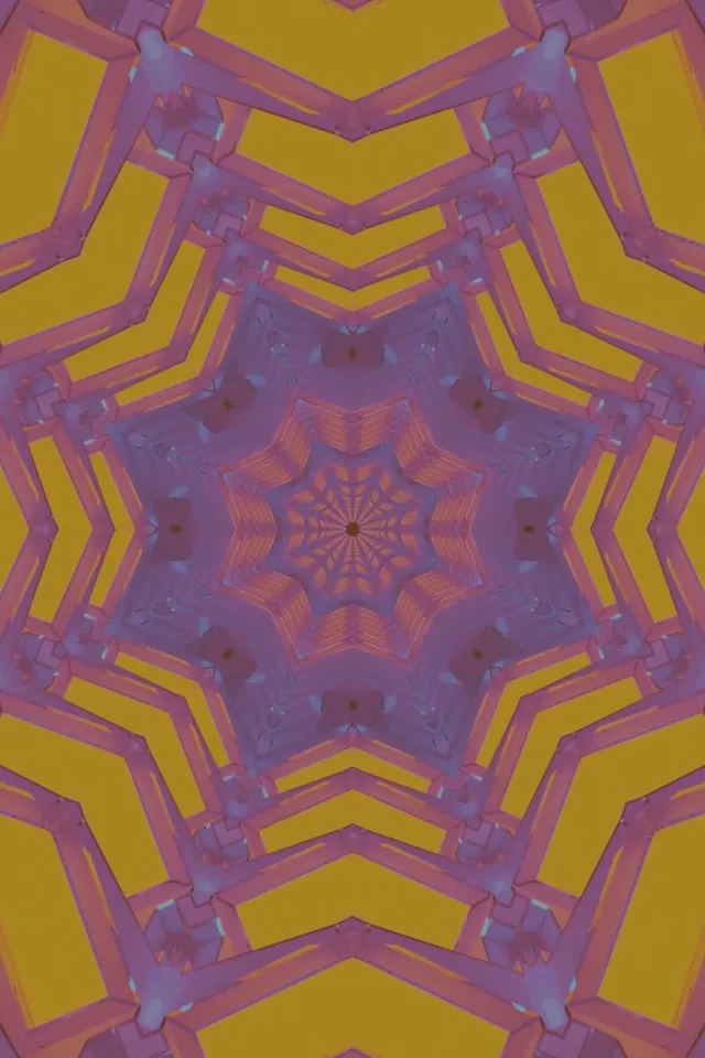 Neon Tunnel Star Mandala Purple Gold 60fps Screensaver 2:3 Photo Portrait Vj Loop