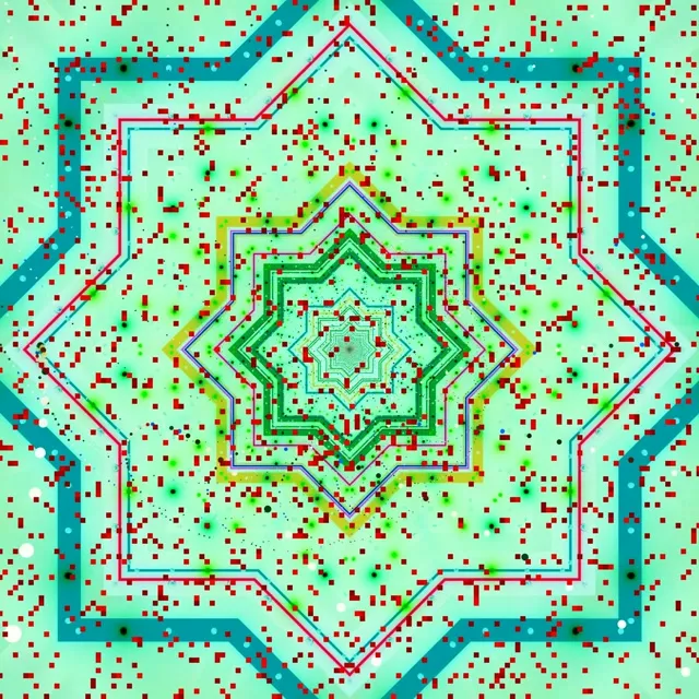 Neon Tunnel Star Mandala Green Red VJ Loop 1:1 Square 60fps Screensaver