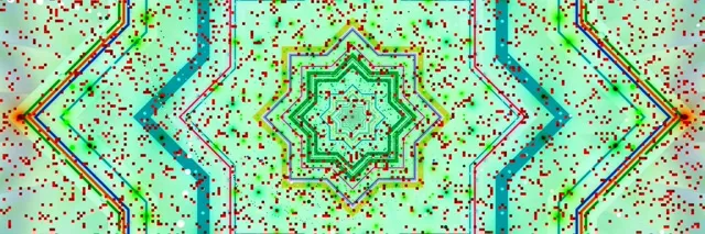 Neon Tunnel Star Mandala Pixel Burst 3:1 Triple Wide 60fps Screensaver Vj Loop