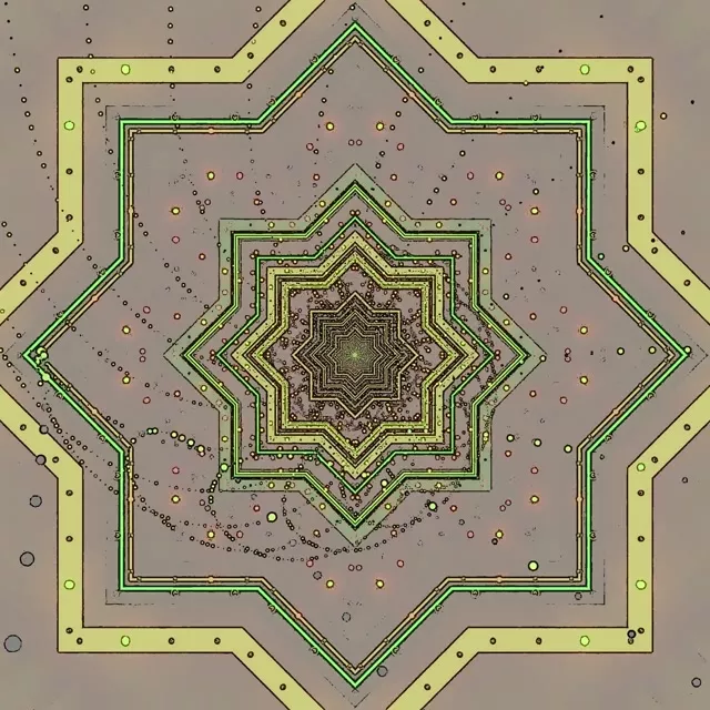 อุโมงค์นีออนดาว Screensaver 1:1 Square 60fps VJLoops Green Yellow