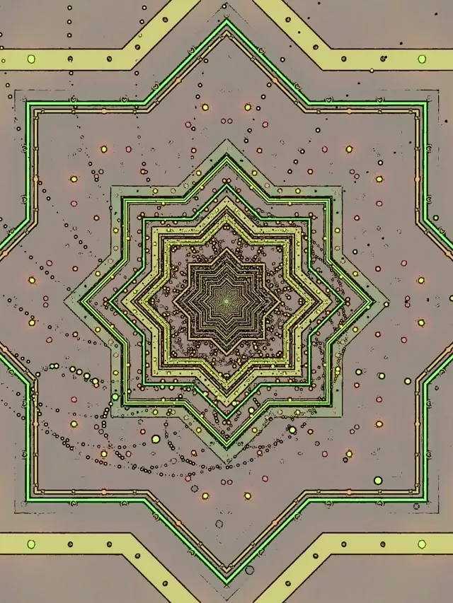 Neon Tunnel Stjerne Skjermsparer 3:4 iPad Portrett 60fps VJ Loop Grønn Geometrisk