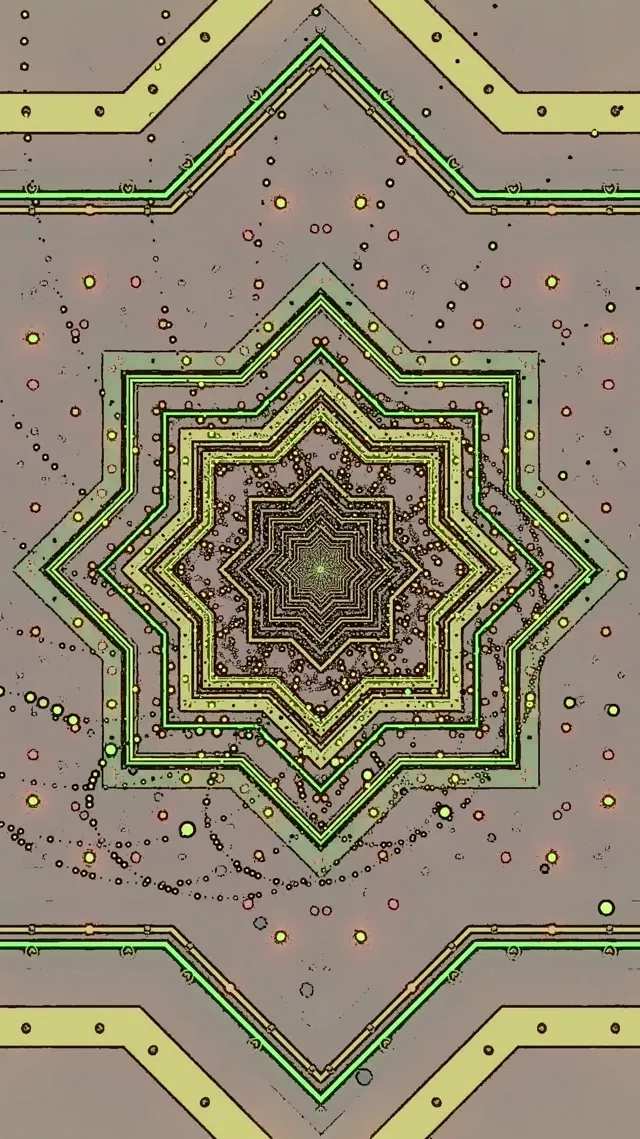 Neon-Tunnel Stern Bildschirmschoner 60fps 9:16 Reels VJ Loop Grün Gold