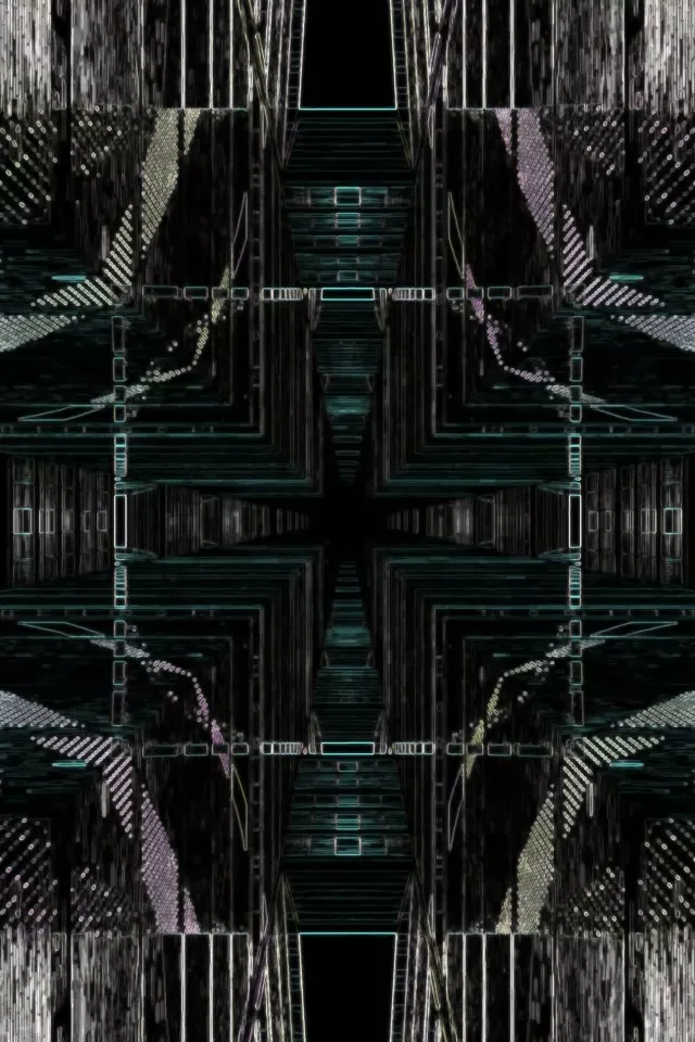 Neon Tunnel Symmetrical Grid Vortex 9:16 Portrait 60fps Screensaver VJ Loop
