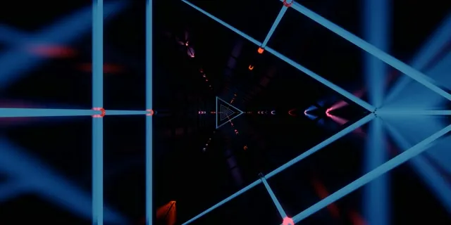Túnel Neon Vórtice Triangular VJ Loop 2:1 Univisium 60fps Protector de Pantalla
