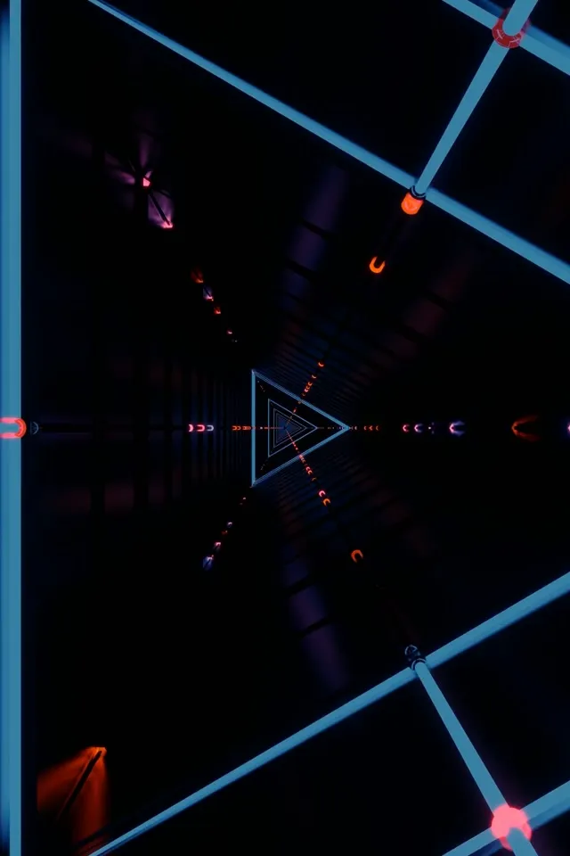 ნეონის ტუნელი სამკუთხედი ღრმა 2:3 Portrait 60fps VJ Loop Screensaver