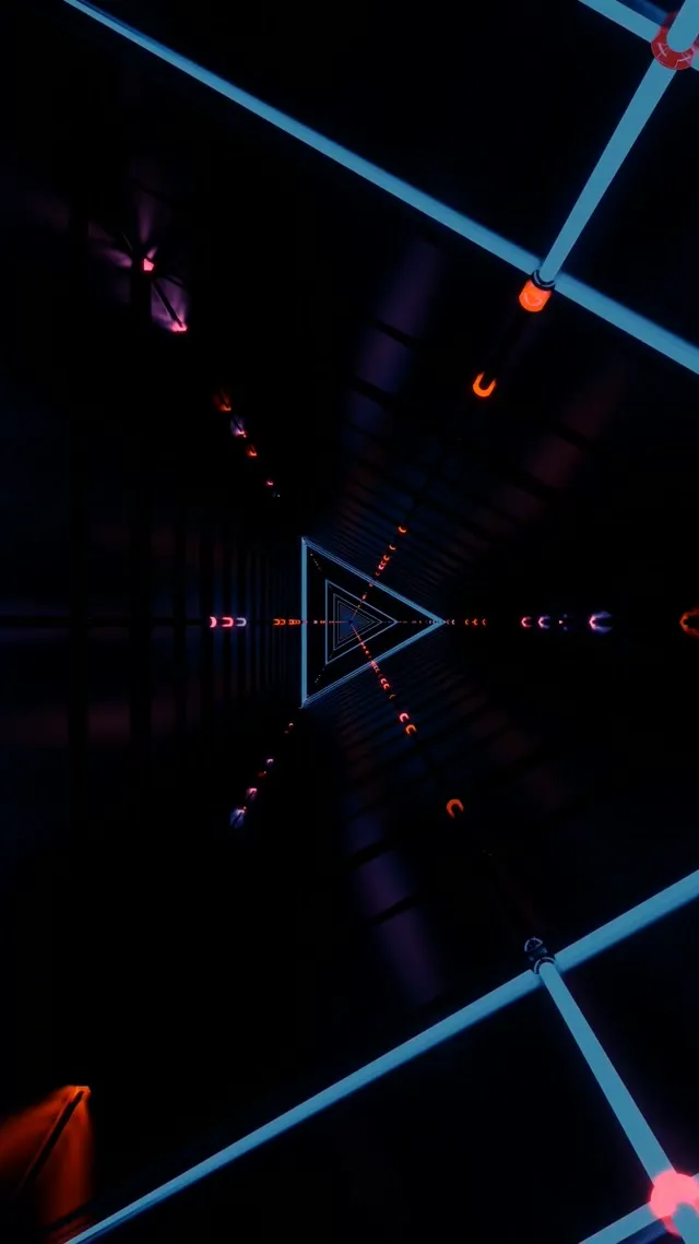 Neon Tunnel Triangular Vortex 9:16 Reels 60fps VJ Loop Screensaver