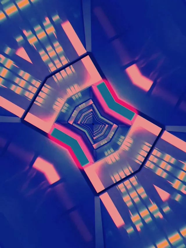 Neon Tunnel VJ Loop 3:4 iPad Portrait 60fps Screensaver Pulsating Hexagon Vortex