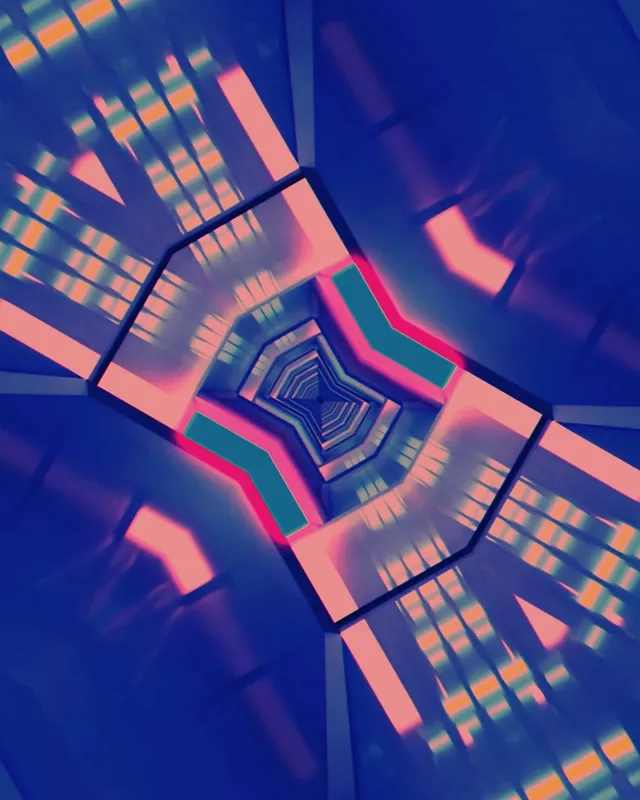 Neon Tunnel Octagonal Vortex 4:5 Instagram 60fps VJ Loop Screensaver