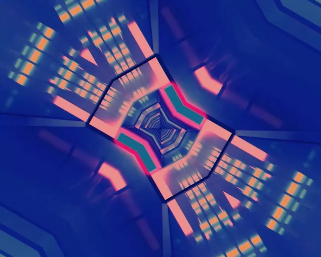 5:4 Industrial Neon Tunnel VJ Loop 60fps Screensaver Geometric Vortex