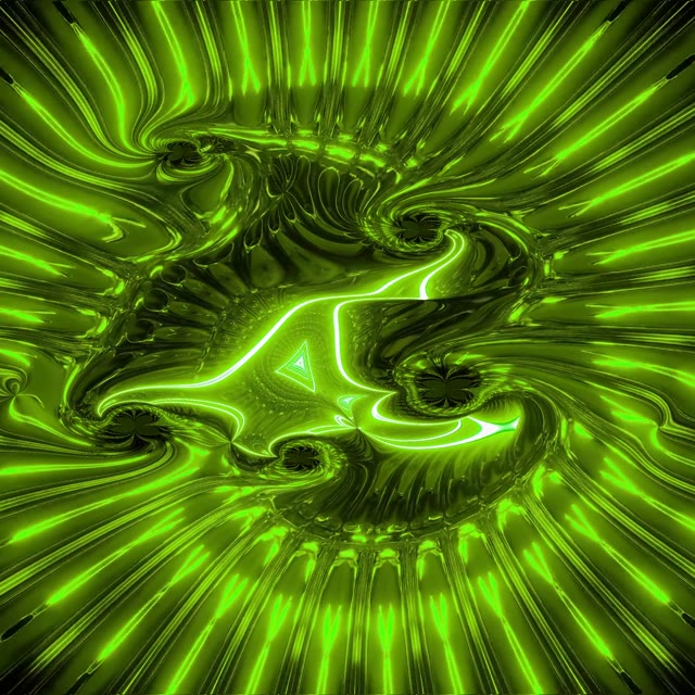 Neon Tunnel VJ Loop 1:1 Square 60fps Screensaver Green Light Waves Motion