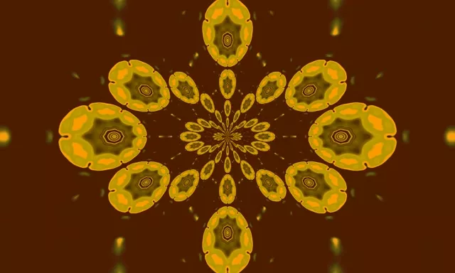 Golden Mandala Neon Tunnel VJ Loop 5:3 Wide 60fps Screensaver