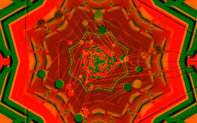 Kaleidoscopic Red Green Neon Tunnel 16:10 MacBook 60fps VJ Loop Screensaver