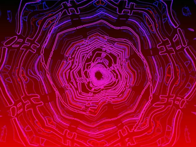 Pulsating Neon Tunnel VJLoops | 4:3 Classic 60fps Screensaver | Magenta Spiral