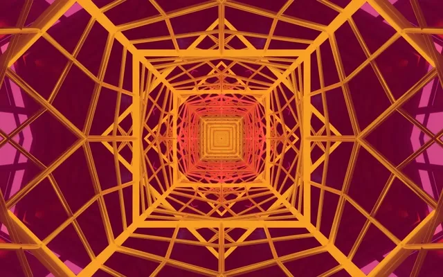 Tunel Neonowy Nieskończony Kwadratowy Wir 16:10 Macbook 60fps Screensaver VJLoops