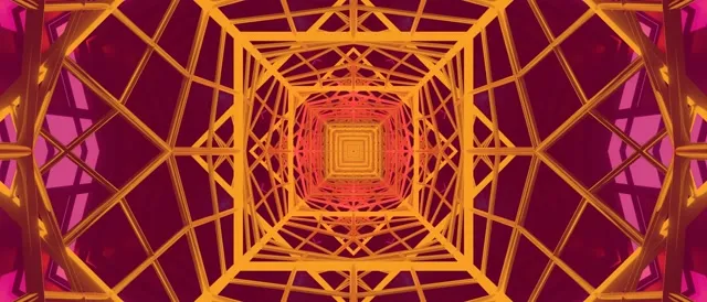 Neon Tunnel Spiraling Square Vortex 21:9 Ultrawide 60fps VJ Loop Screensaver