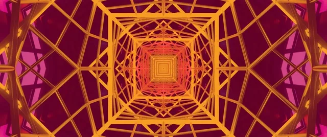 Neon Tunnel Pulsirajuća Kvadratna Vrtnja VJLoops 2.39:1 Cinemascope 60fps Screensaver