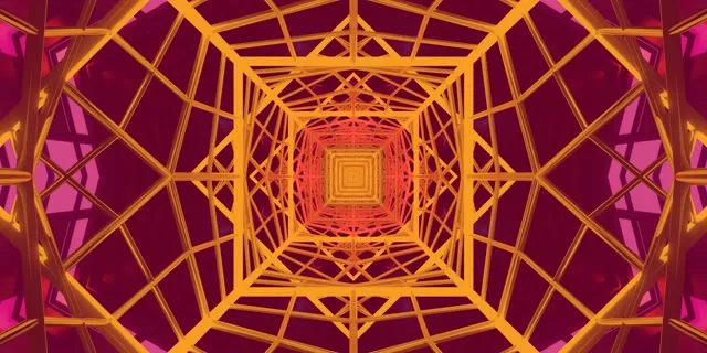 Túnel de Neón VJLoops 2:1 Univisium 60fps Protector Vórtice Cadrado Pulsante