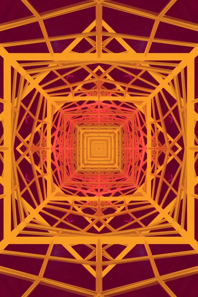 VJLoops Neon Tunnel 9:16 60fps Screensaver Kaleidoscopic Square Vortex