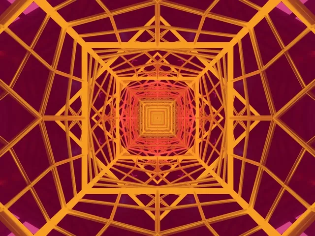 Neonski tunel rekurzivni kvadrat vortex 4:3 klasičen 60fps VJLoops zaslonski varčevalnik