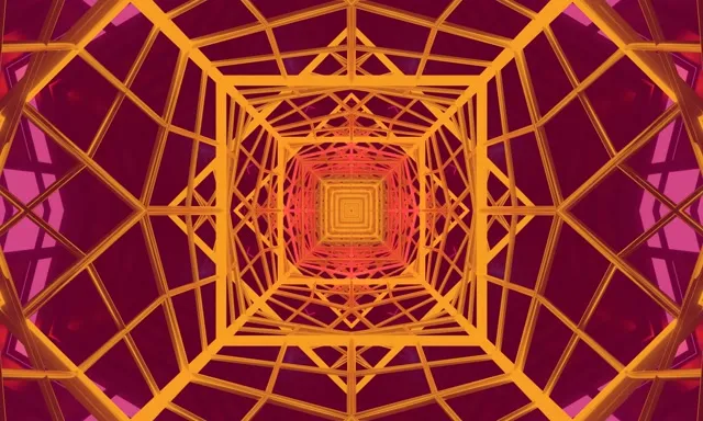 Neon Tunnel Pulsating Square Vortex 5:3 Wide 60fps VJ Loop Screensaver