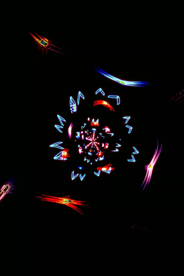 პულსირებული ნეონი ტუნელი Kaleidoscope | 2:3 Portrait | 60fps VJLoops Screensaver