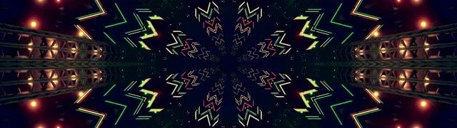 Terowongan Neon Zigzag Hijau Merah Screensaver 32:9 Super Ultrawide 60fps Vj Loop
